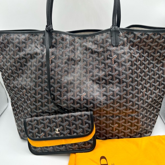 Goyard Handbags - Goyard Saint Louis GM black Goyardine Canvas Tote bag with pouch like New ❤️
